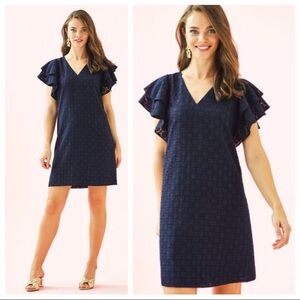 🎈Lilly Pulitzer Kathie Mini Shift Dress Navy Metallic Size 8